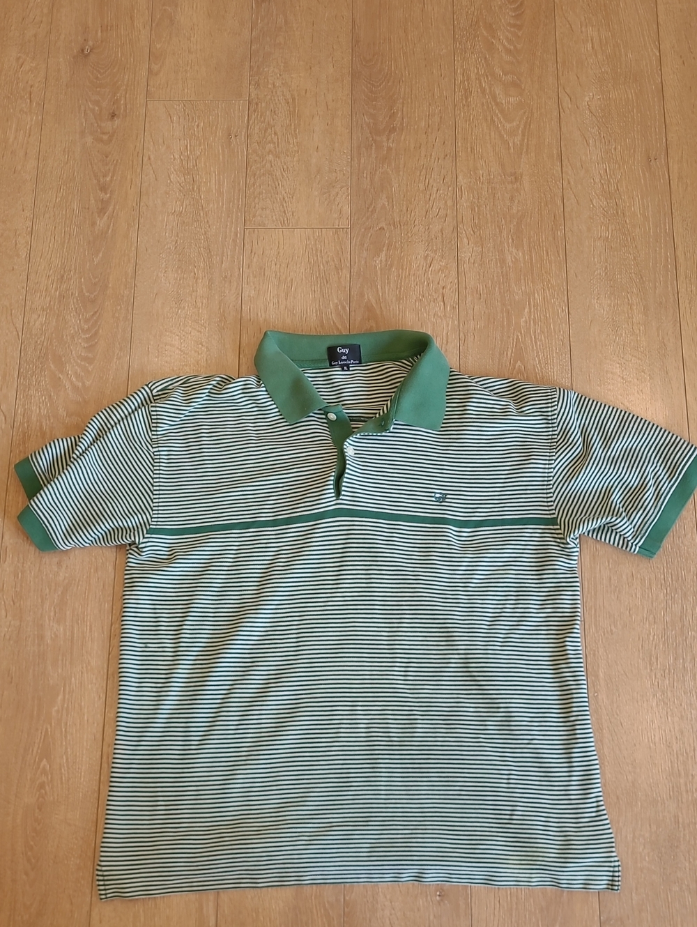 80's/90's Guy Laroche Paris Green Dnd White Striped Polo Shirt